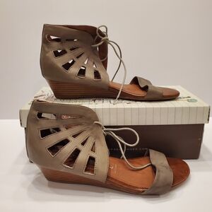 Jeffrey Campbell Taupe Lace-Up Wedges